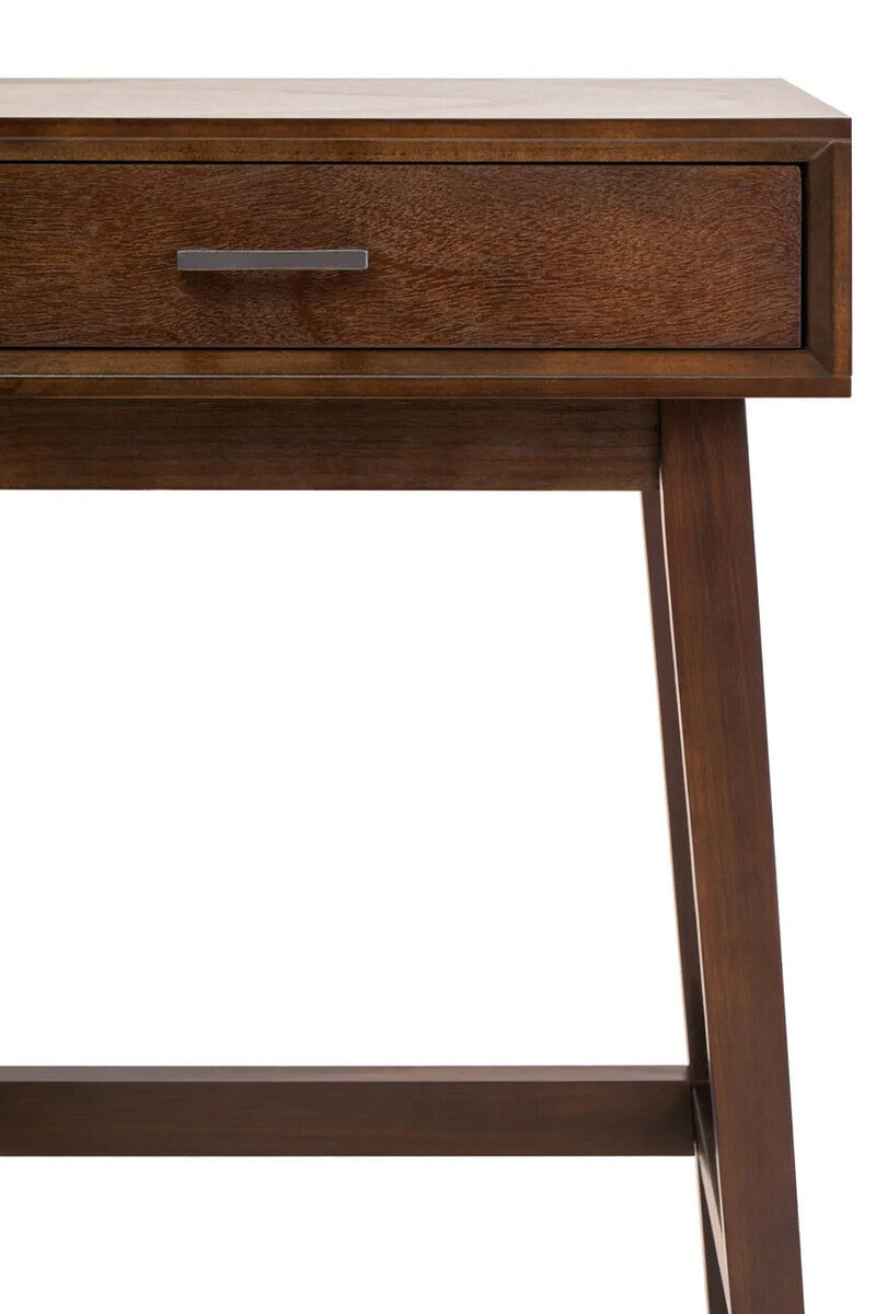 Norton Walnut Bedside Table 66cm Tall 1 Drawer Pine Wood Nightstand