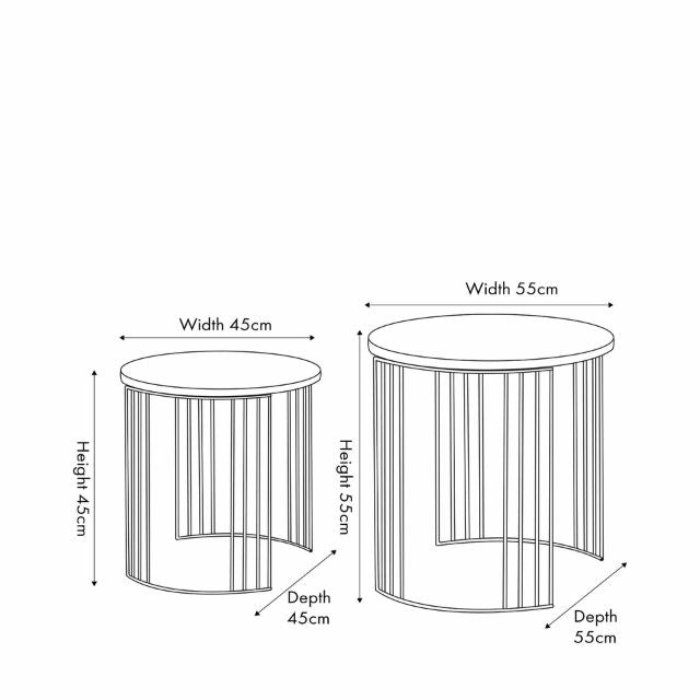 ALMA Side Tables (Set of 2) – Marble-Look Veneer & Black Metal Base | malletandplane.com