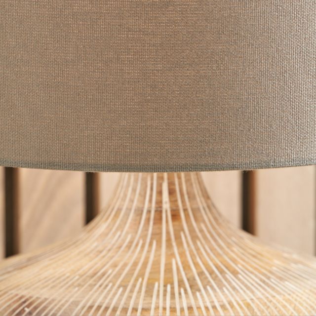 ALVA White Wash Mango Wood Table Lamp – 35cm Taupe Shade | malletandplane.com