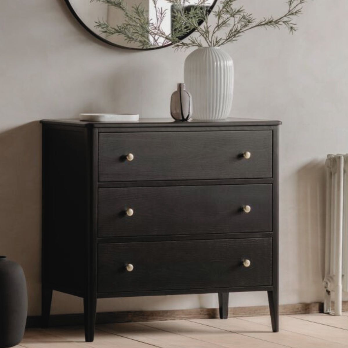 Alvar Black 3 Drawer Chest of Drawers | Mallet & Plane