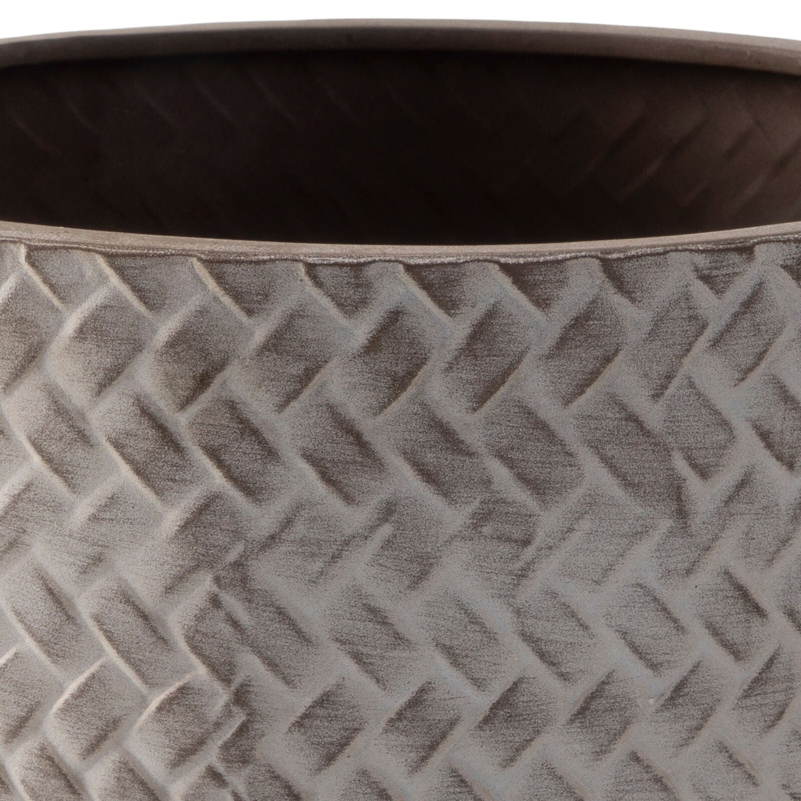 ARCHIE Large Metal Planter – Distressed Whitewash & Charcoal Finish | malletandplane.com