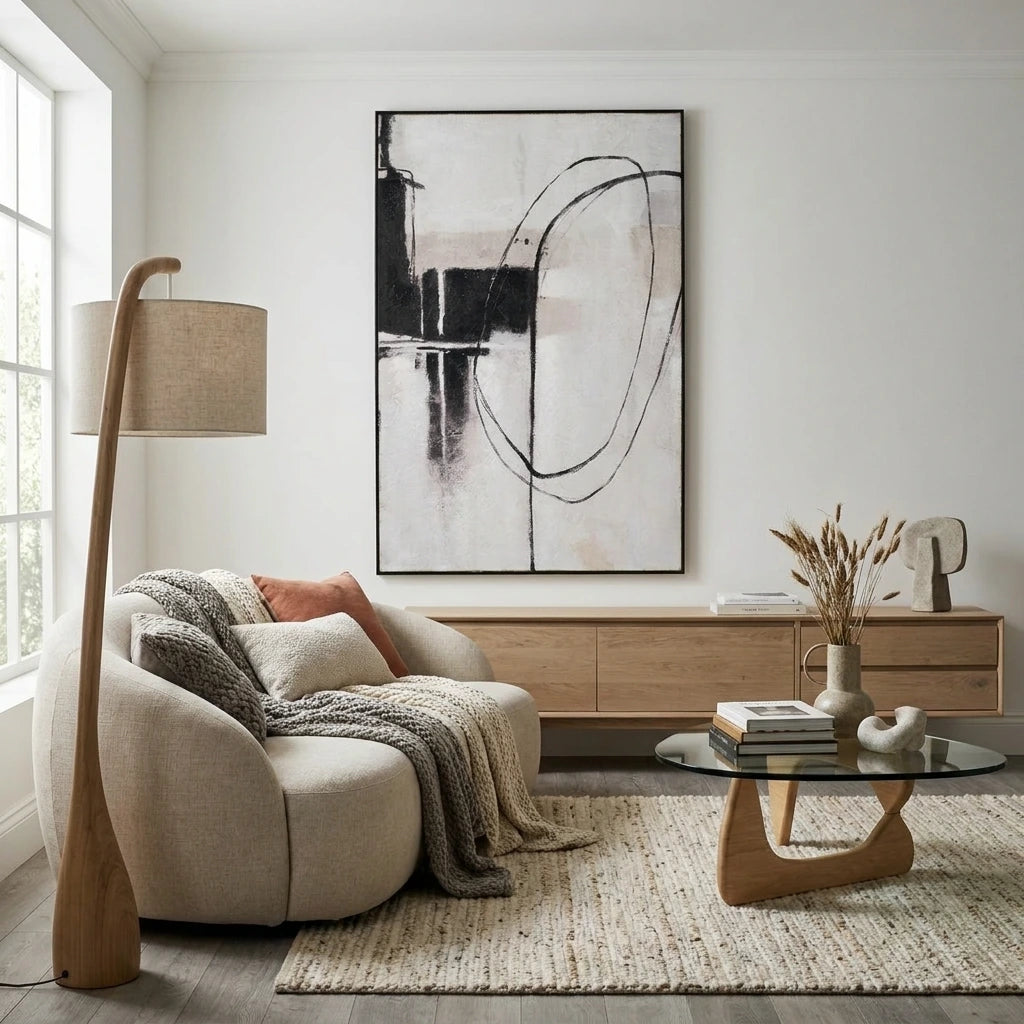 AXIS – Monochrome Abstract Canvas with Black Frame
