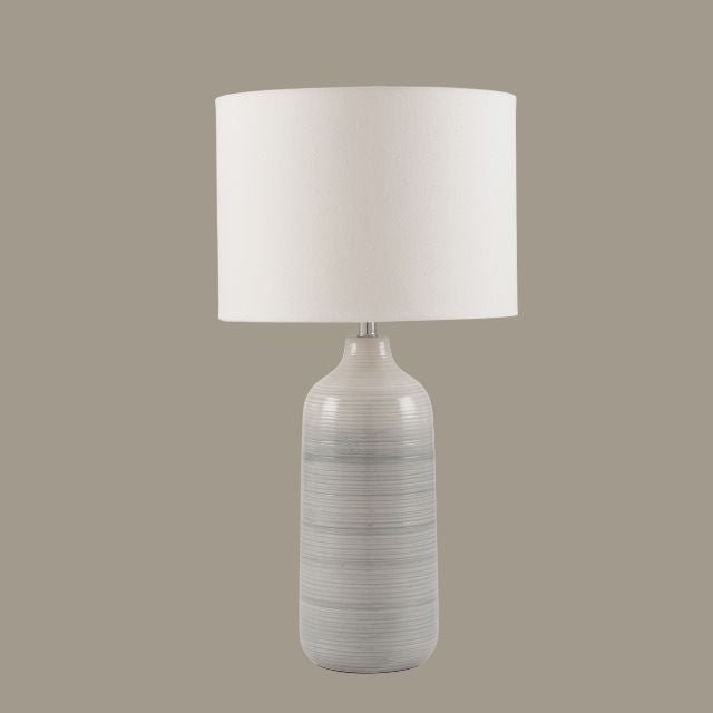 BJORN Blue-Grey Ombre Ceramic Table Lamp – Cream Textured Shade | malletandplane.com