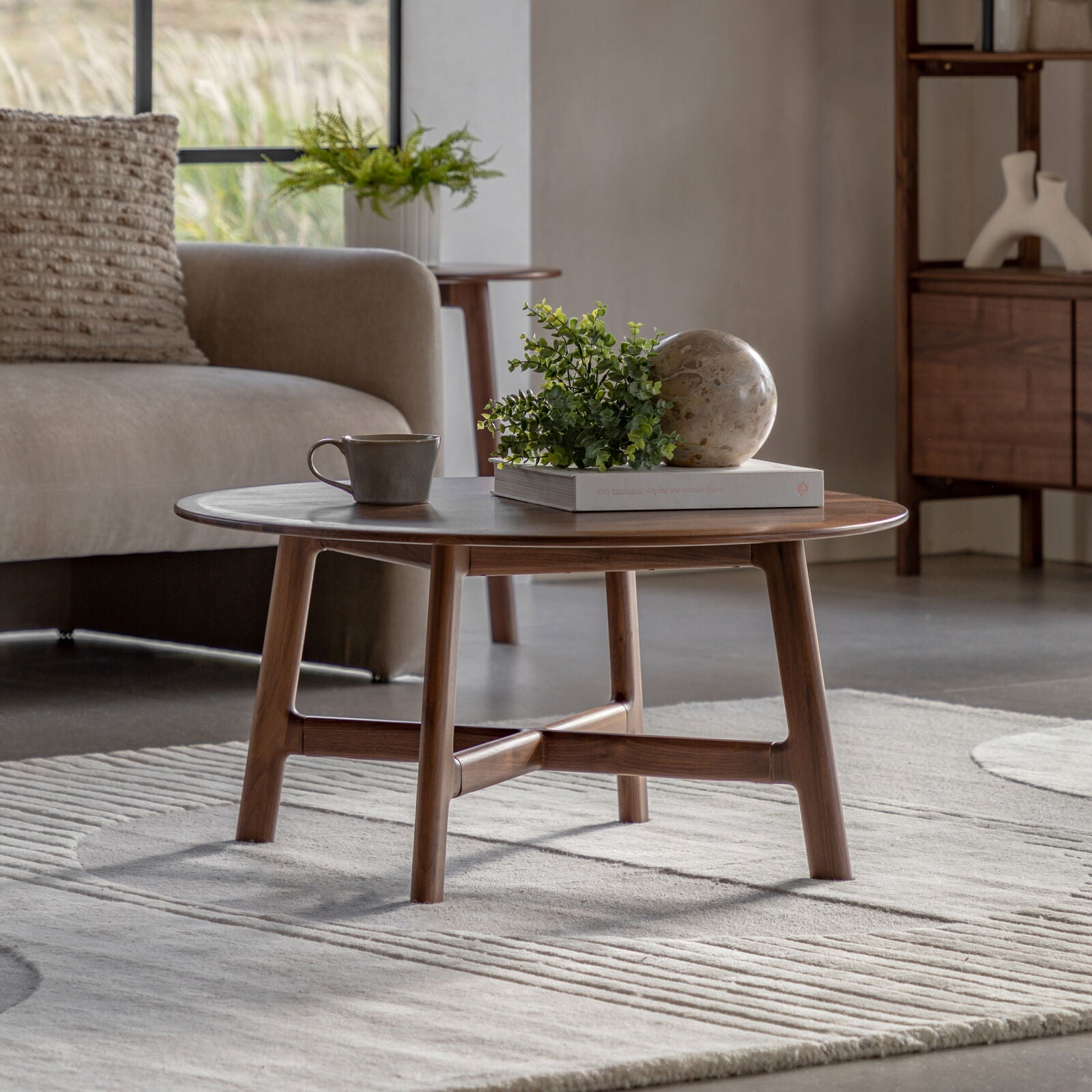 CADIZ Round Coffee Table in Solid Walnut | malletandplane.com