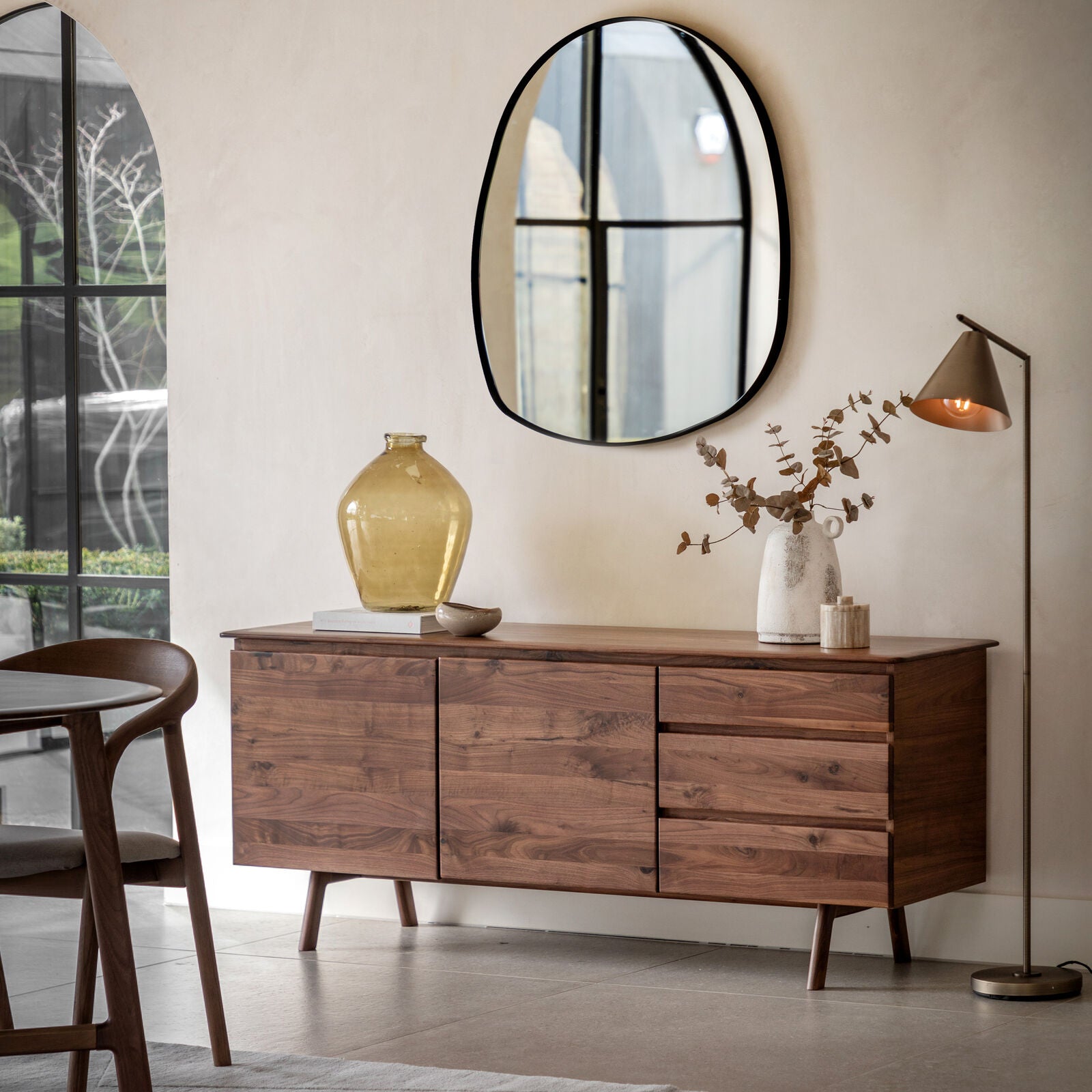 Cadiz sideboard with 2 doors and 3 drawers in solid walnut | malletandplane.com