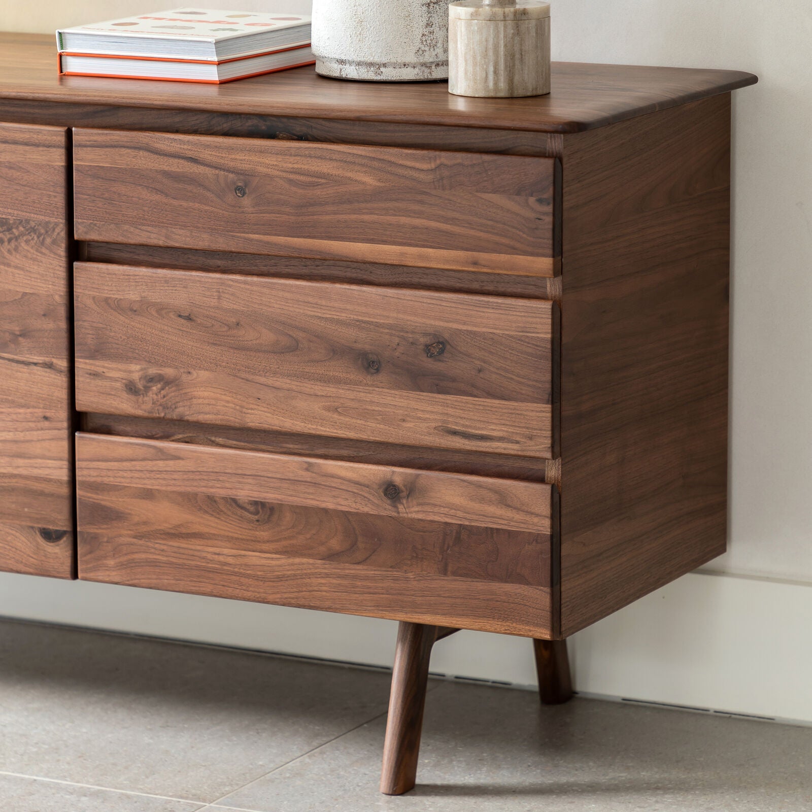 Cadiz sideboard with 2 doors and 3 drawers in solid walnut | malletandplane.com