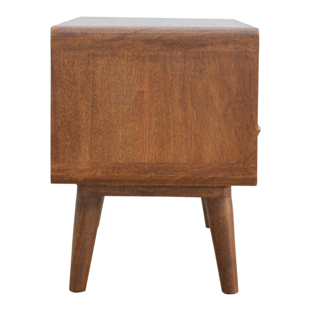 Century handmade wooden TV stand with 2 drawers in deep chestnut finish | malletandplane.com