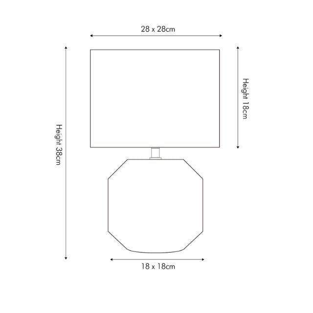 FINN Grey Geo Textured Ceramic Table Lamp – White Shade | malletandplane.com