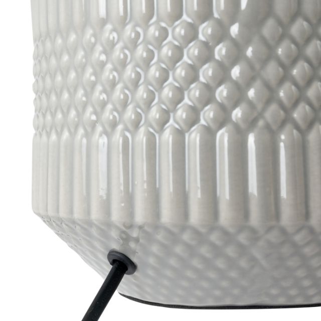 FINN Grey Geo Textured Ceramic Table Lamp – White Shade | malletandplane.com