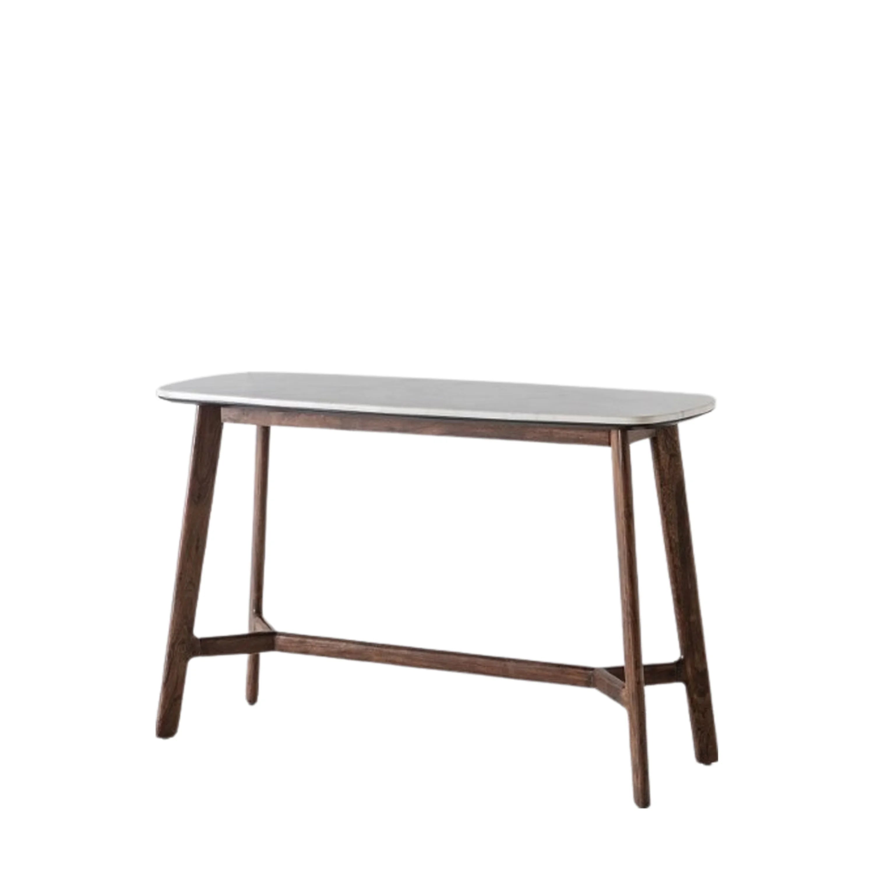 Fresca walnut finish console table with white marble top