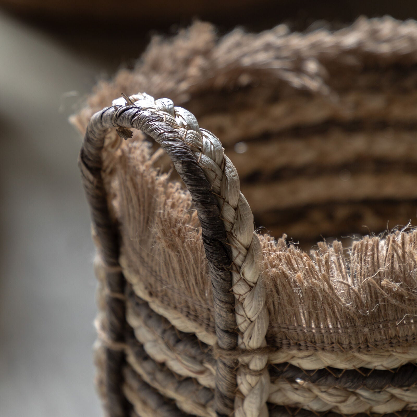 Fringe set of 3 handwoven baskets with stripe detail | malletandplane.com