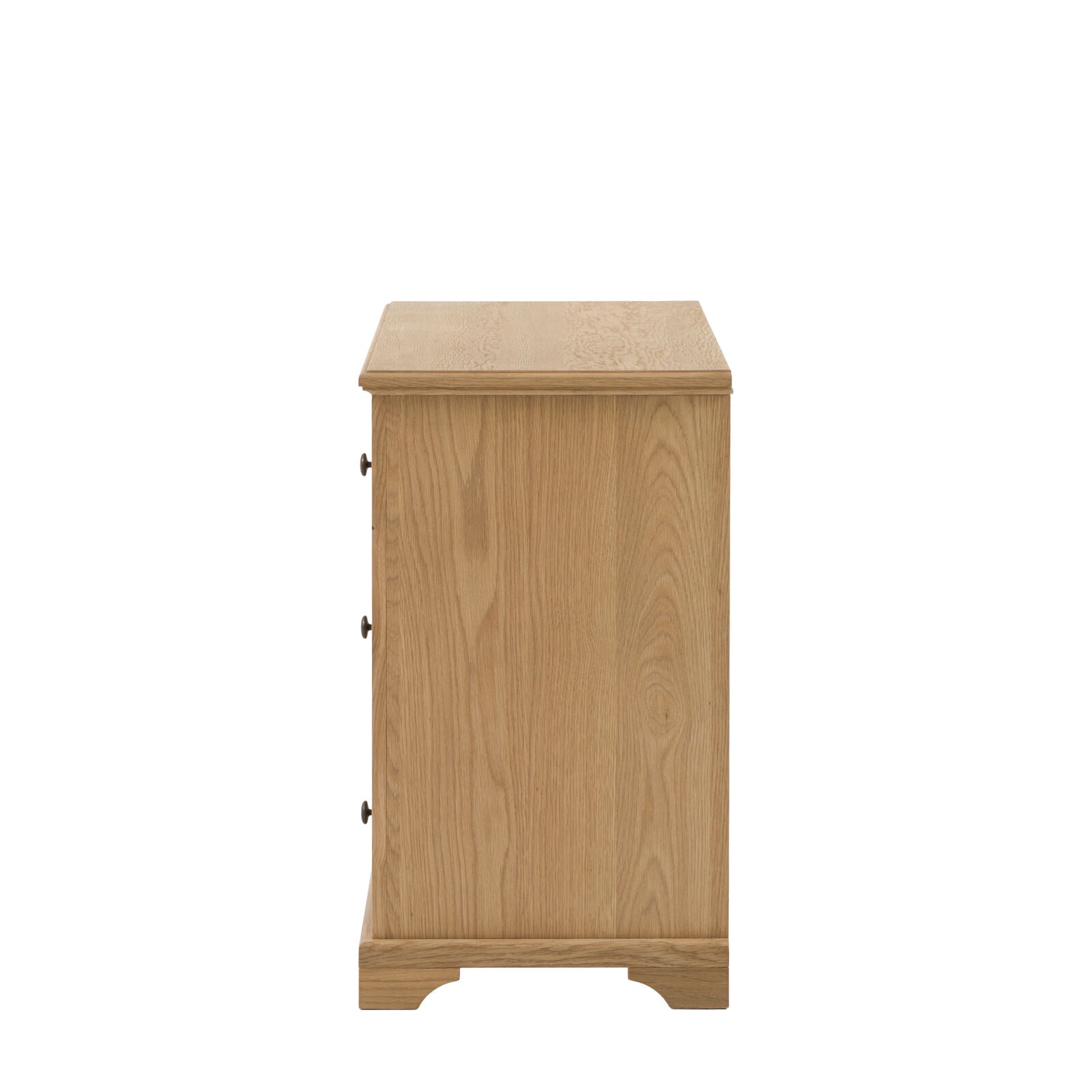 Modern compact oak chest of drawers with three drawers