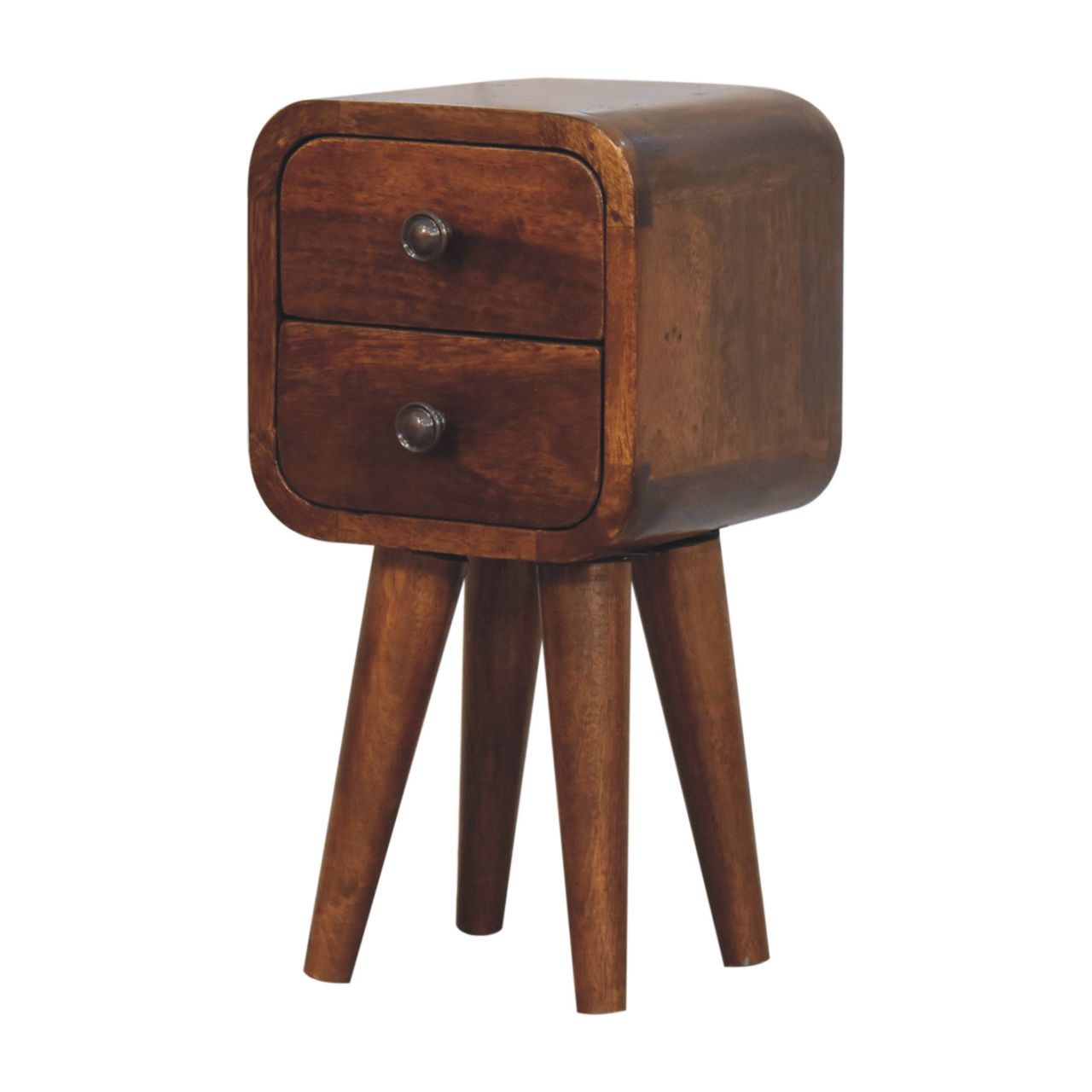Modal 20cm Extra Narrow 2 Drawer Bedside Table – Chestnut