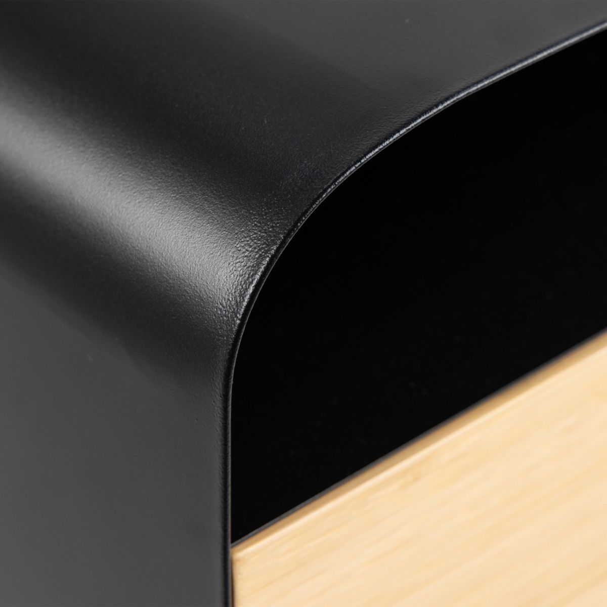 JOLEN Wall-Mounted Bedside Table in Black & Bamboo | malletandplane.com