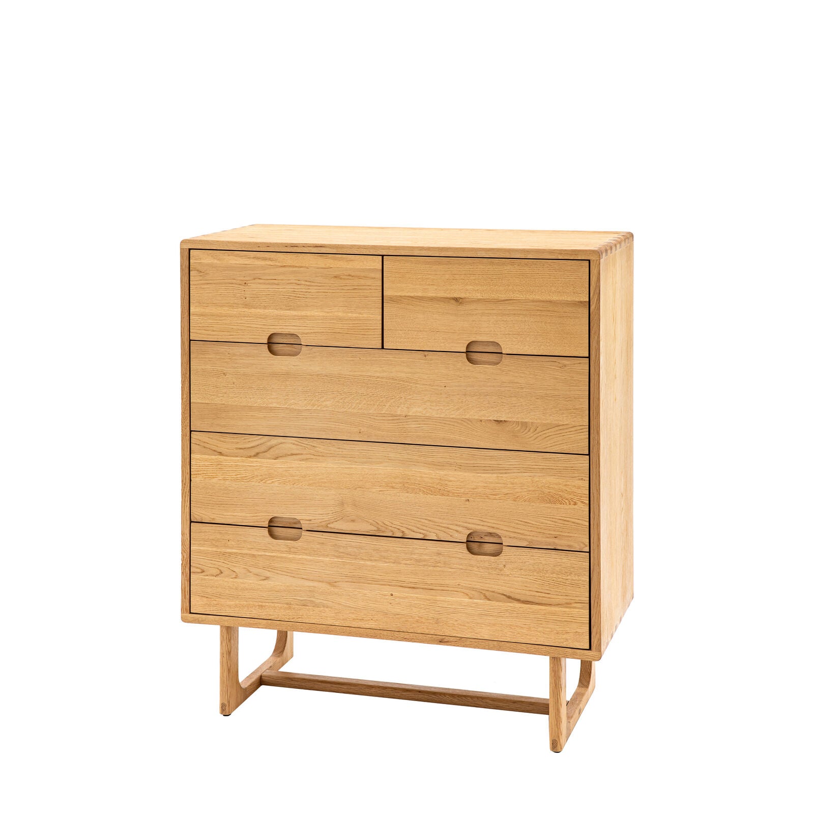 Kantu 5 drawer chest of drawers in oak with traditional jointing | malletandplane.com