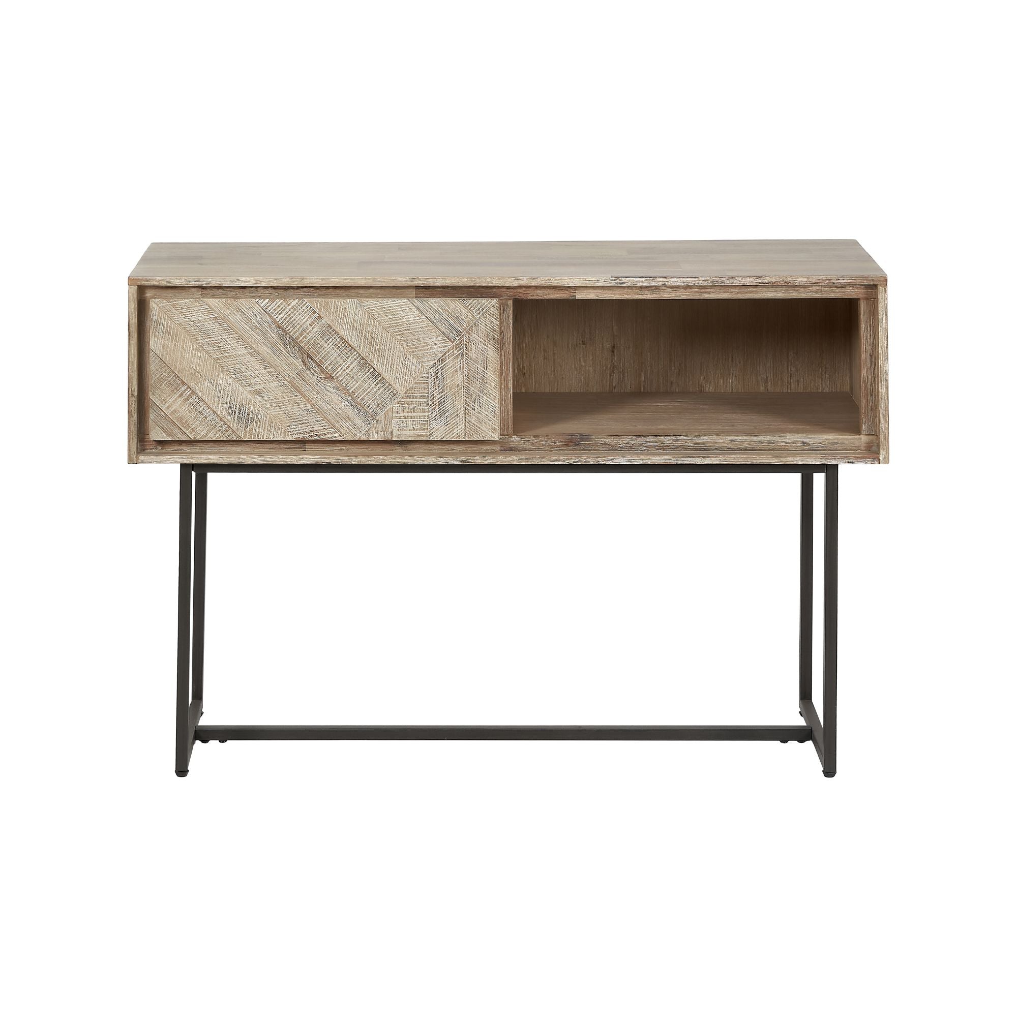 MARCA sand washed solid acacia wood console table with 1 drawer and 1 open niche | malletandplane.com