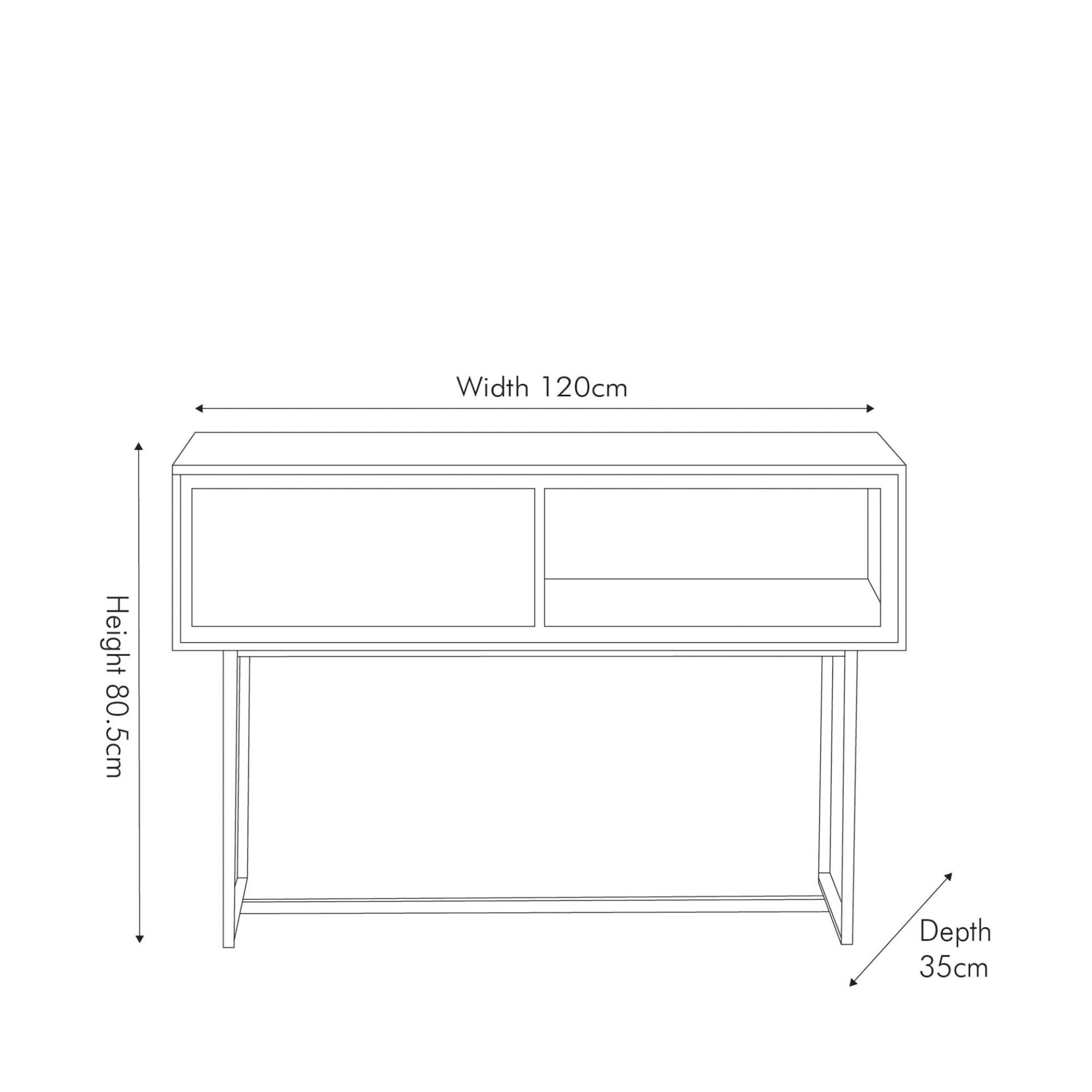 MARCA sand washed solid acacia wood console table with 1 drawer and 1 open niche | malletandplane.com