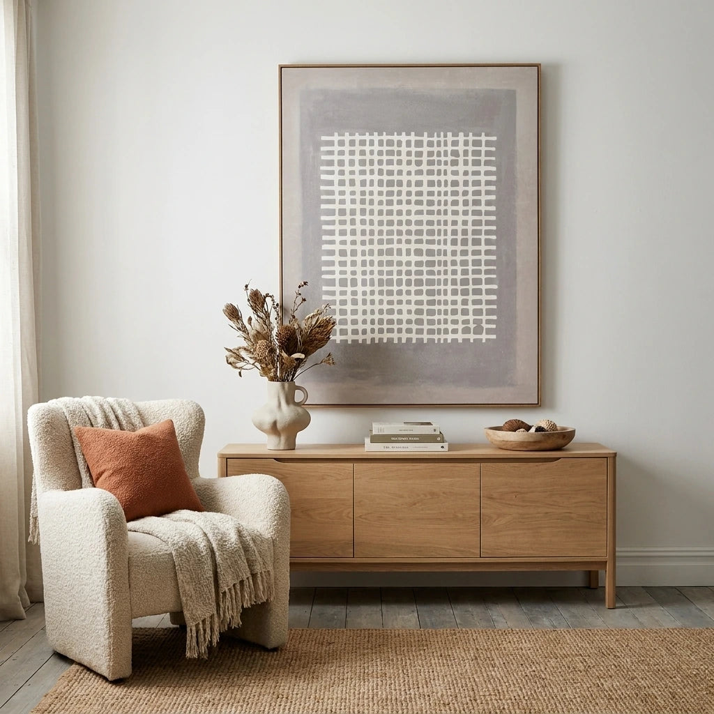 Mercer Grid Canvas – Large Neutral Abstract Wall Art