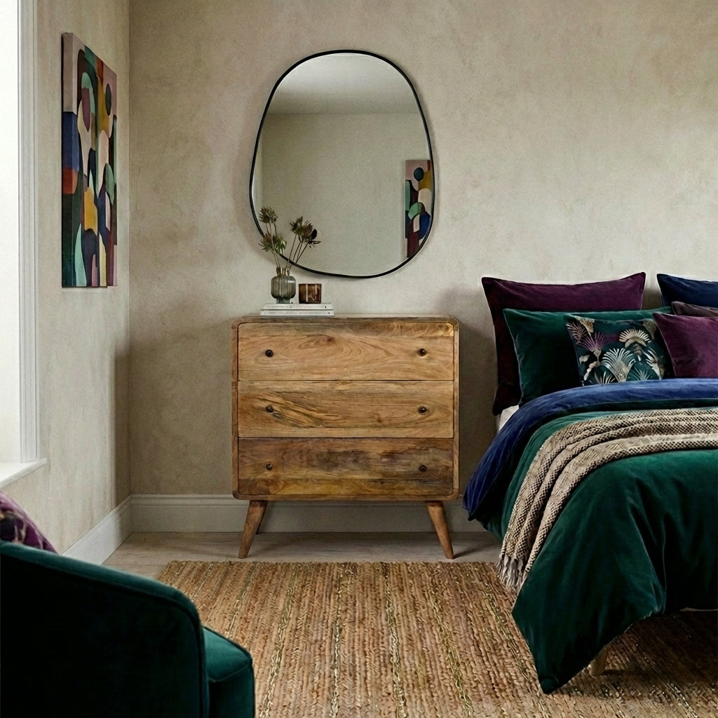 Modal Handmade solid wood chest of 3 drawers in an oak-ish natural finish