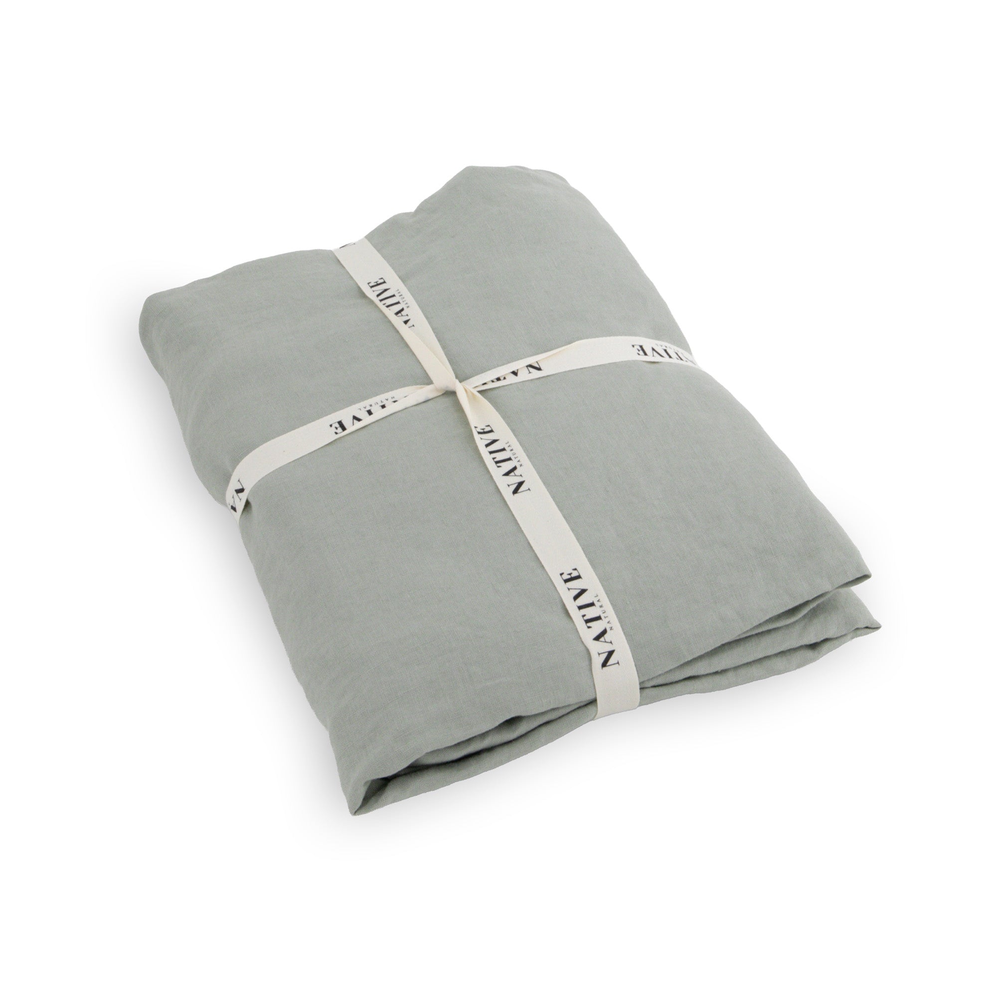 Native Linen Super King Fitted Sheet – Sage | malletandplane.com