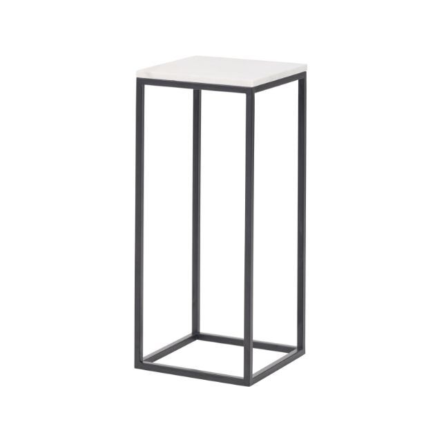 NORDEN Side Table – White Marble Top & Black Metal Frame | malletandplane.com