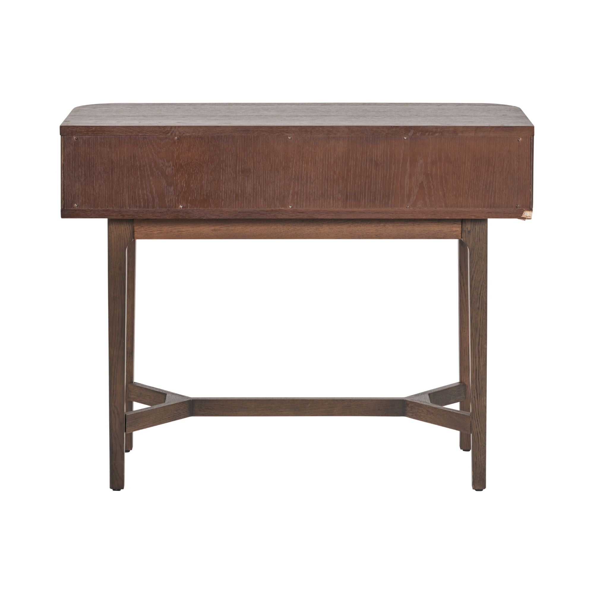 Norr 2 drawer console table in rich walnut finish | malletandplane.com
