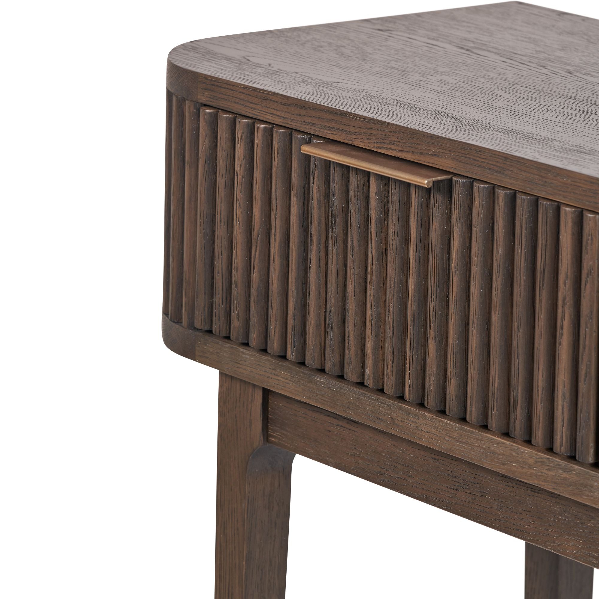 Norr 2 drawer console table in rich walnut finish | malletandplane.com