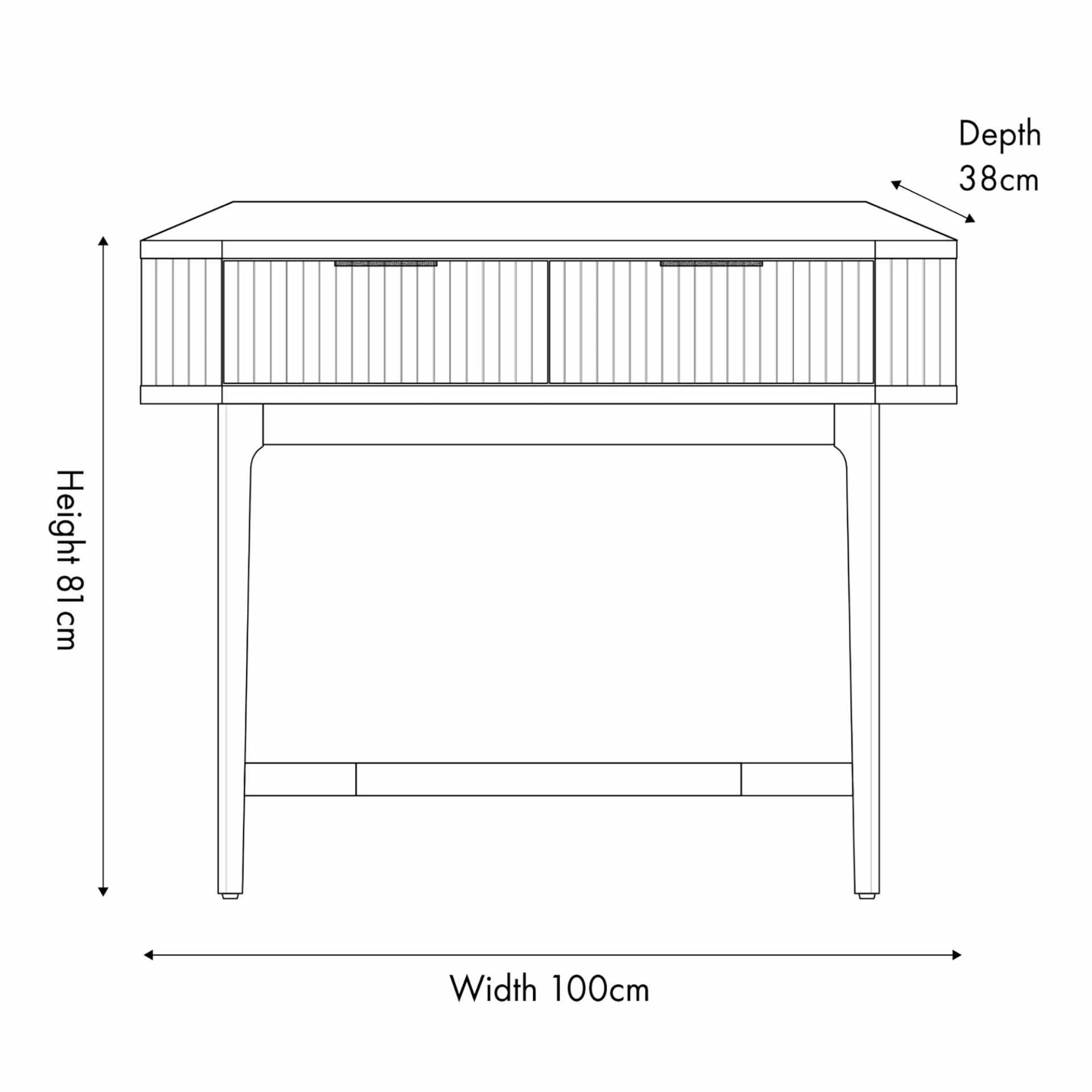Norr 2 drawer console table in rich walnut finish | malletandplane.com