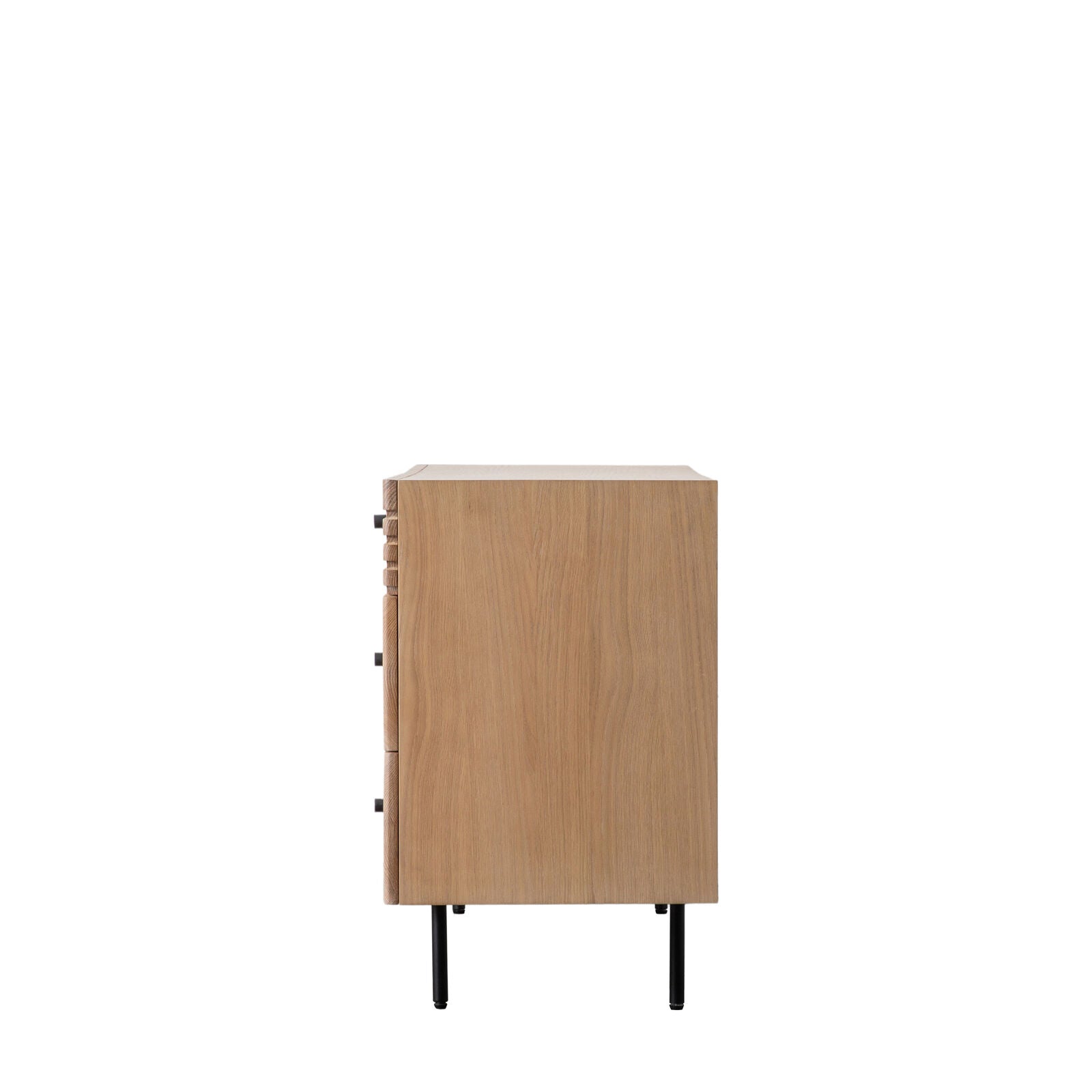 OKAYAMA natural oak chest of 6 Drawers with black metal legs and handles | malletandplane.com