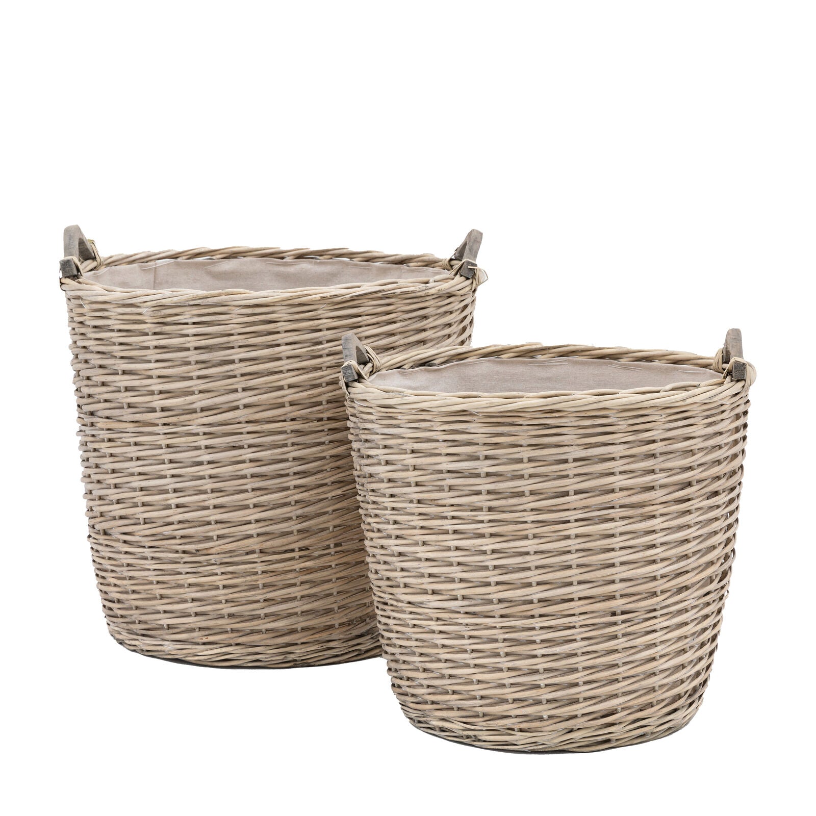 Paraiso set of 2 large wicker and willow baskets with linen lining | malletandplane.com