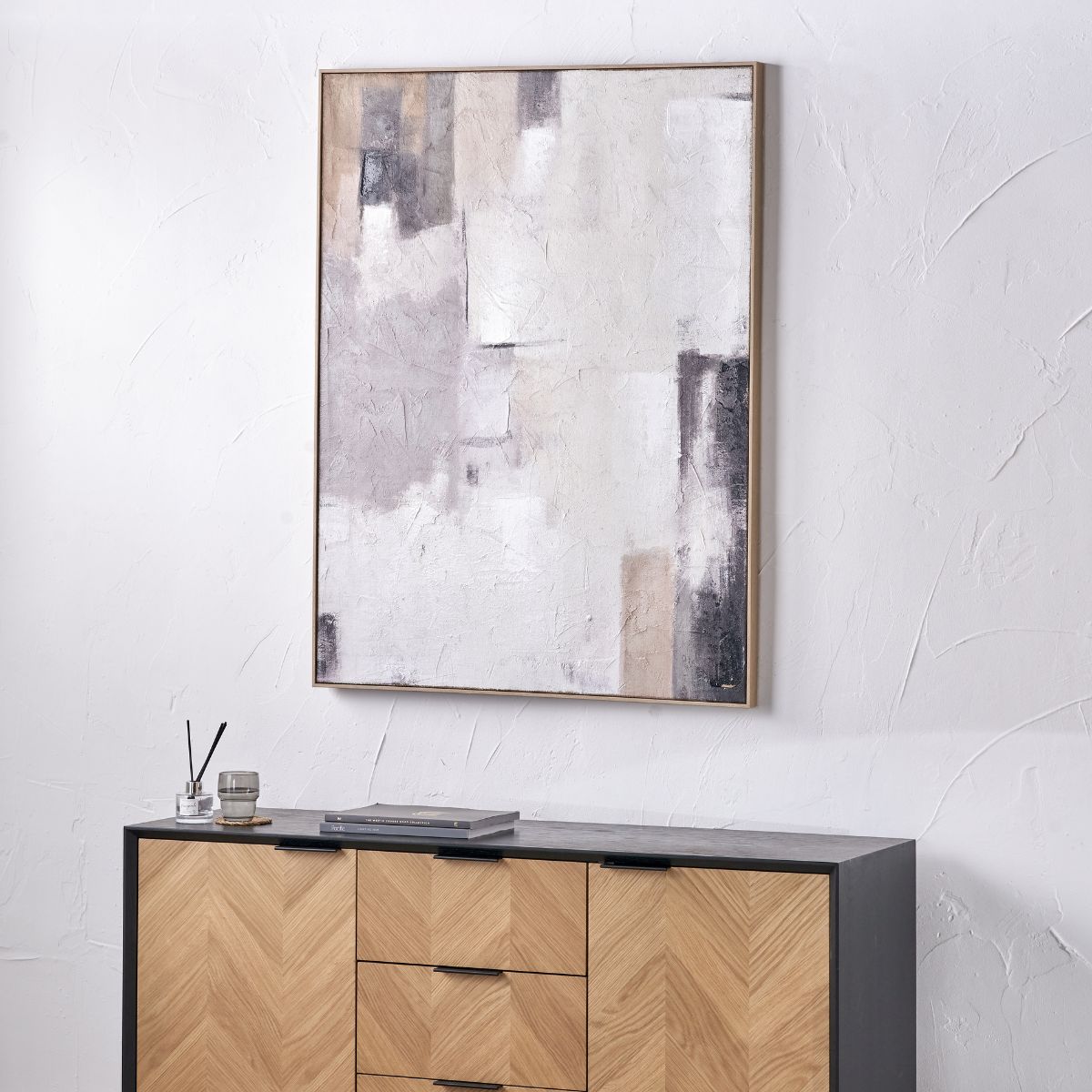 QUIET FORM – Neutral Abstract Canvas with Natural Frame