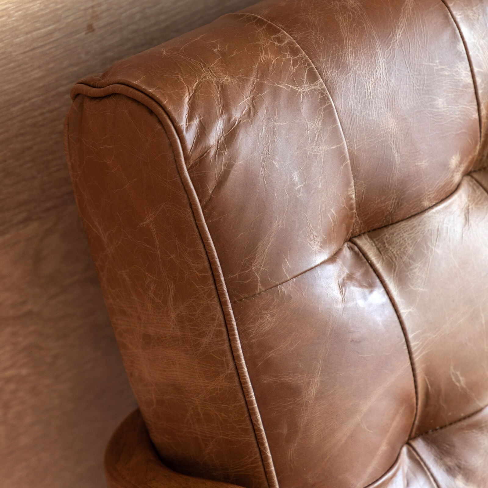 Ronson 2 seat mid-century sofa in vintage brown leather upholstery | malletandplane.com