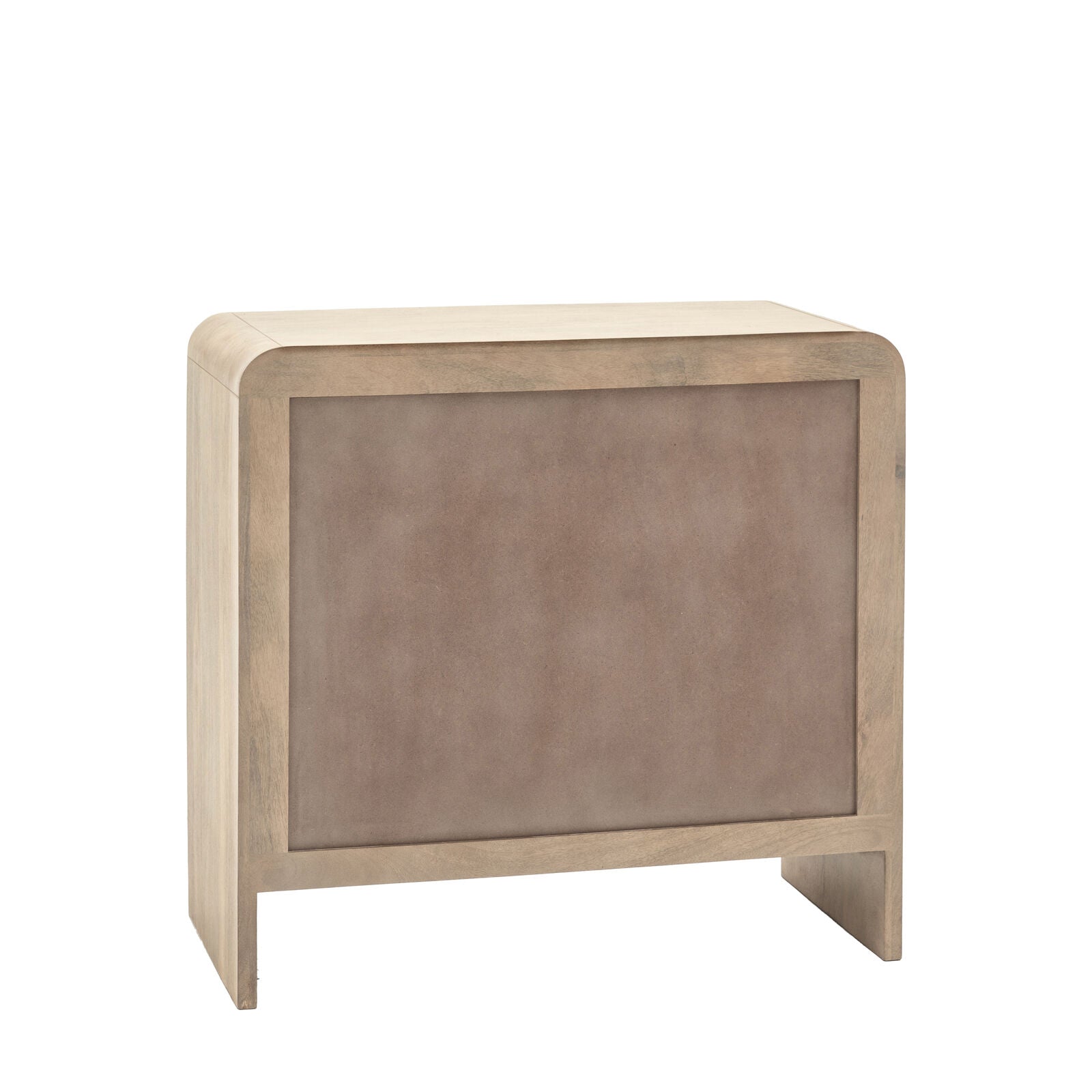 Rocca mango 3 drawer chest of drawers with fluted details and brass hardware | malletandplane.com