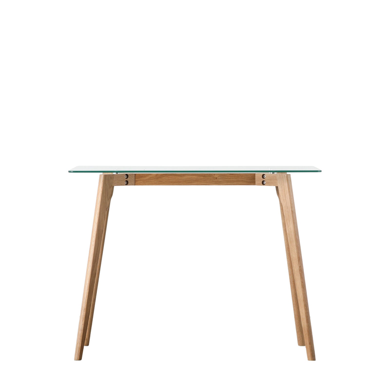 Shelton glass topped contemporary style desk with oak base | malletandplane.com