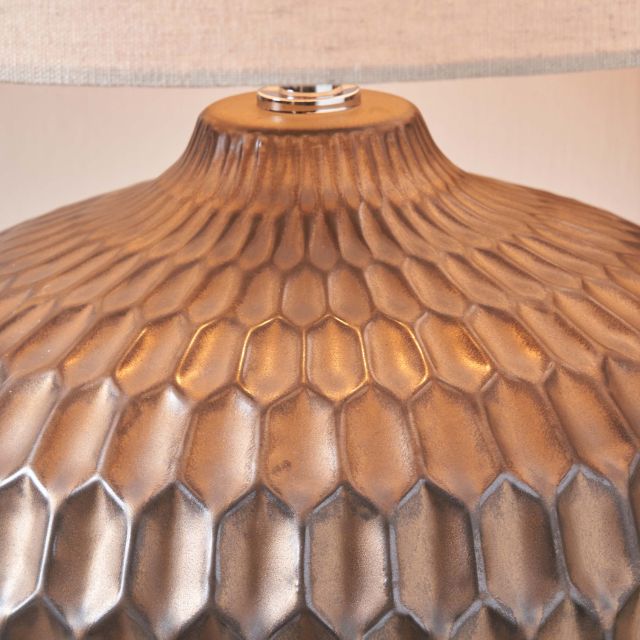 SOREN Bronze Textured Ceramic Table Lamp Linen Look Shade | malletandplane.com