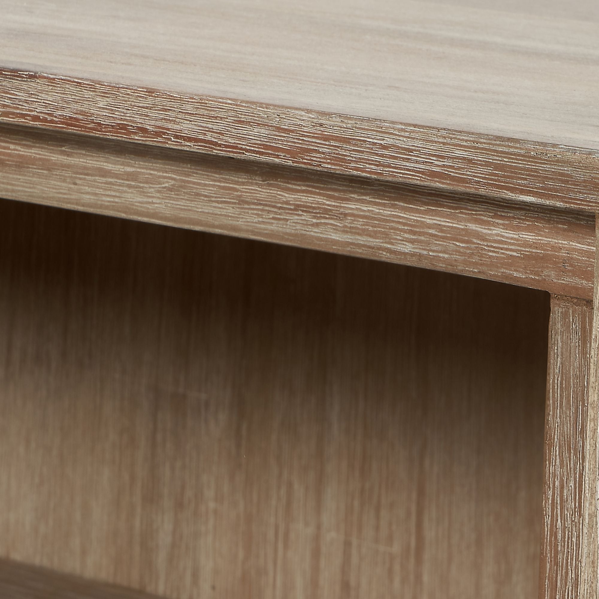 Torvik sand washed solid acacia wood console table with 1 drawer and 1 open niche | malletandplane.com
