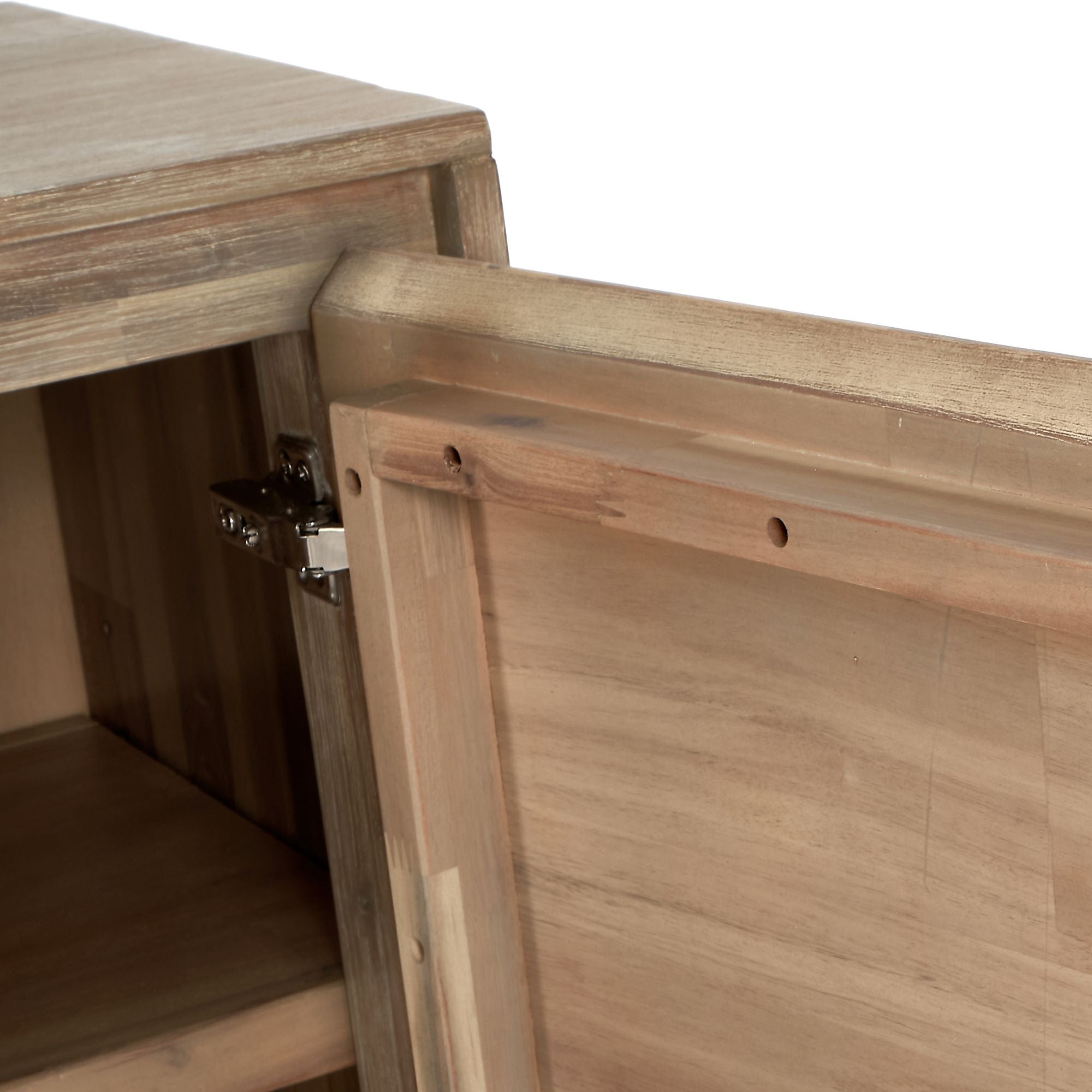 TORVIK Sand Washed Acacia Wood 3 Door Sideboard | malletandplane.com