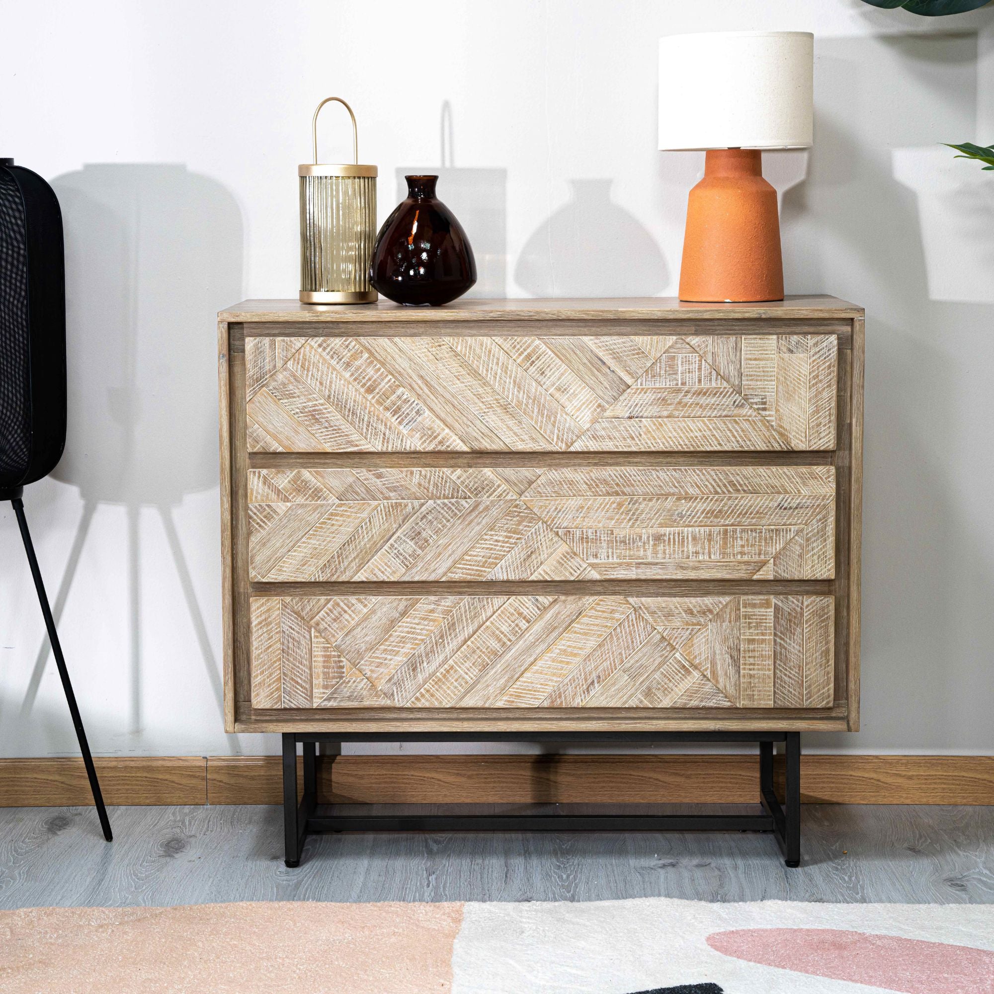 Torvik Scandinavian style sand washed acacia wood chest of drawers | malletandplane.com