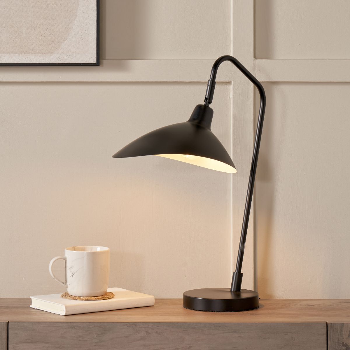 TOULON Black Metal Bedside Reading Lamp