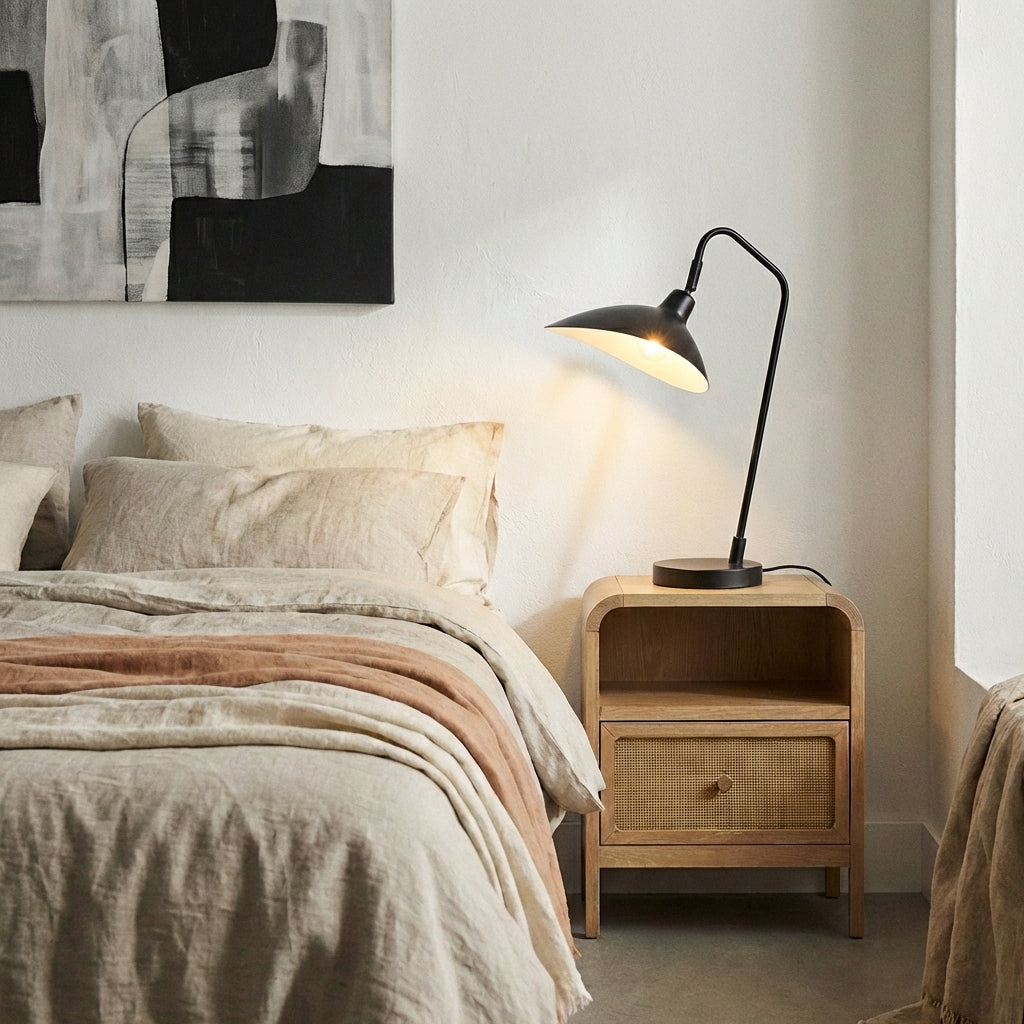 EDDA Oak & Cane Bedside Table