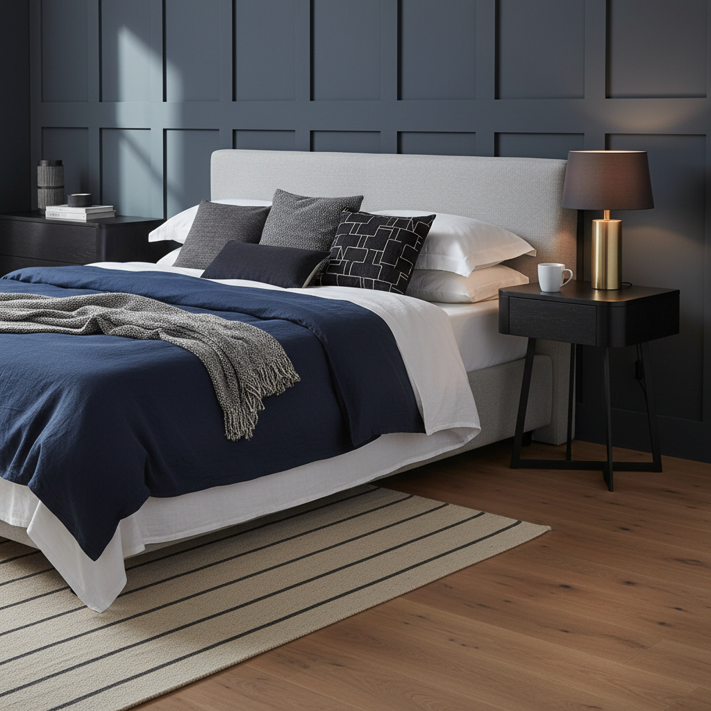 UKIAH Black Ash & Metal Bedside Table