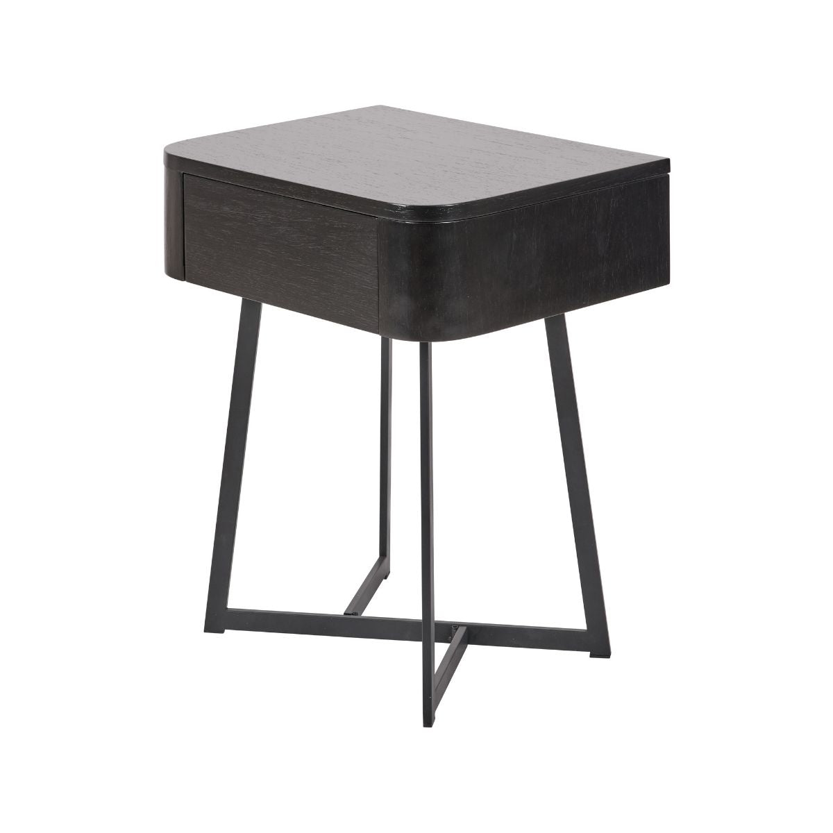 UKIAH Black Ash & Metal Bedside Table | malletandplane.com