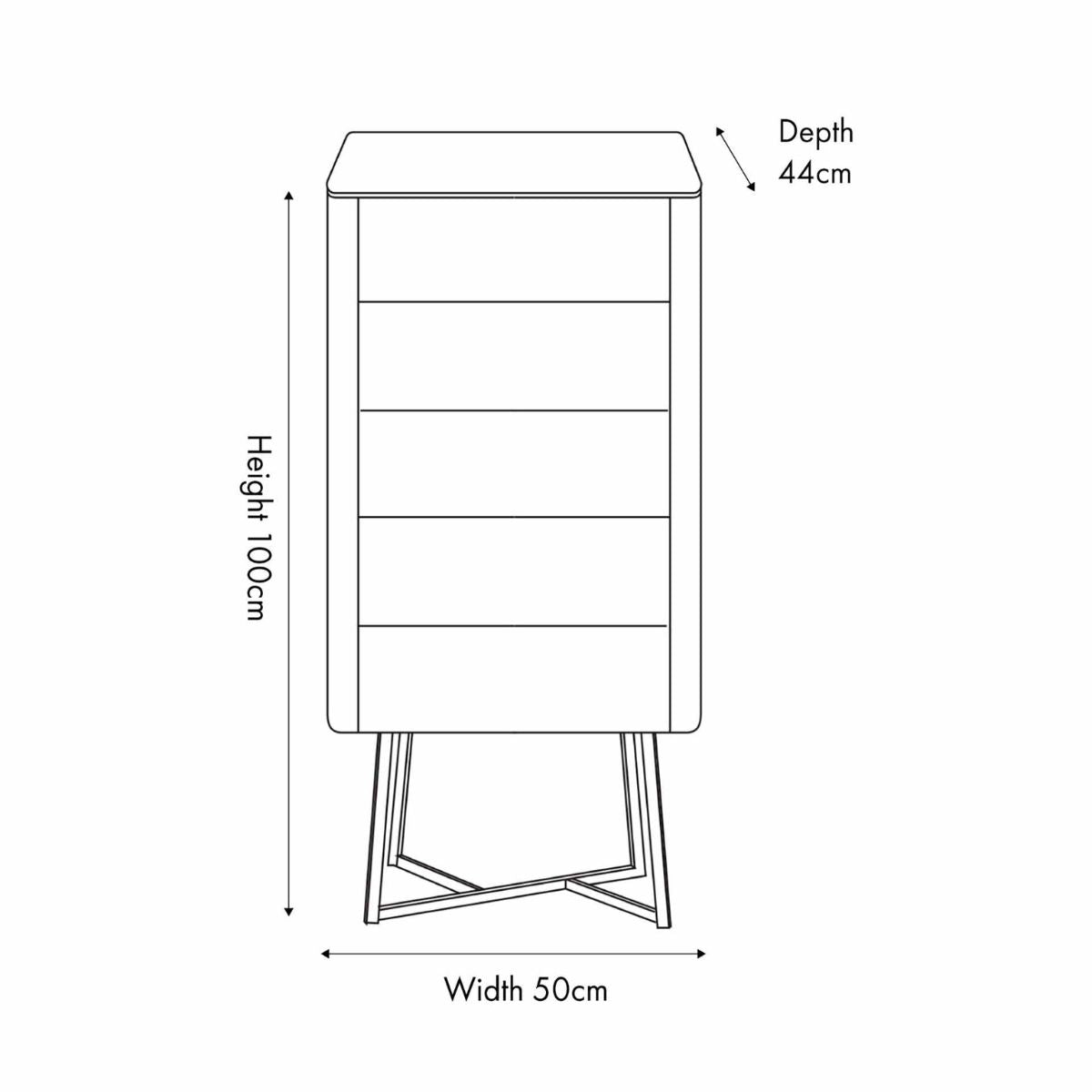 UKIAH Black Ash Veneer 5 Drawer Tall Boy