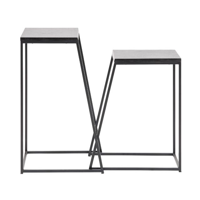 Vidar Side Tables (Set of 2) – Black Ash Veneer & Metal Frame | malletandplane.com