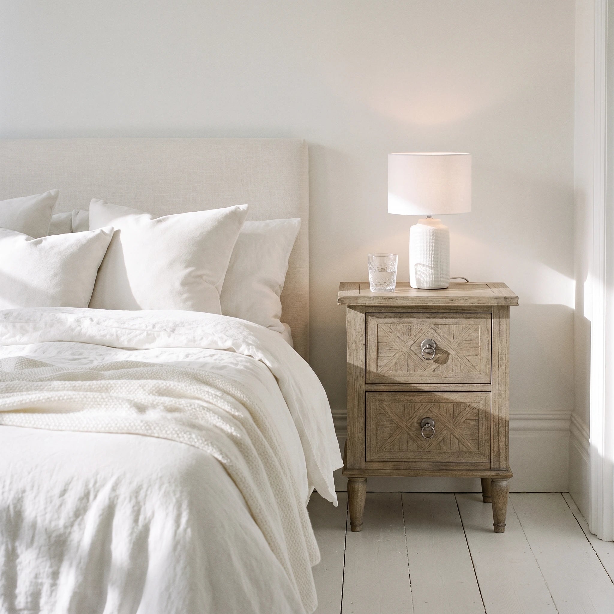 Yarrow Natural 2 Drawer Bedside Table