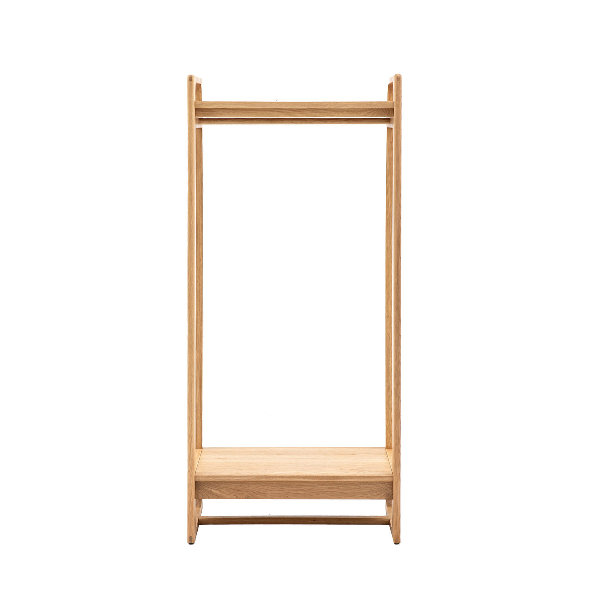 CRAFT natural oak open wardrobe with hanging rail and top and lower shelves