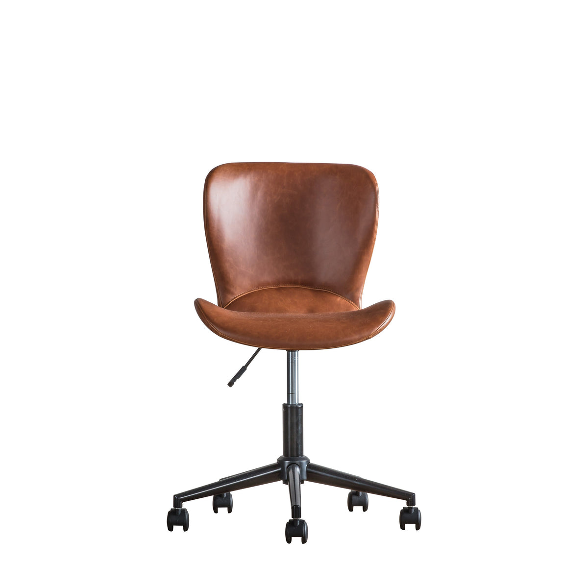 MENDEL compact brown swivel desk chair with castor base