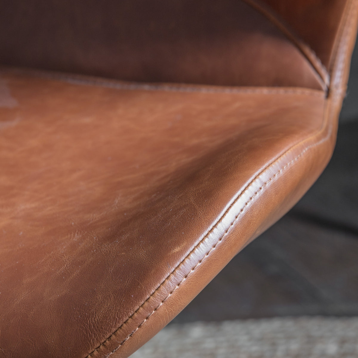 MENDEL compact brown swivel desk chair with castor base