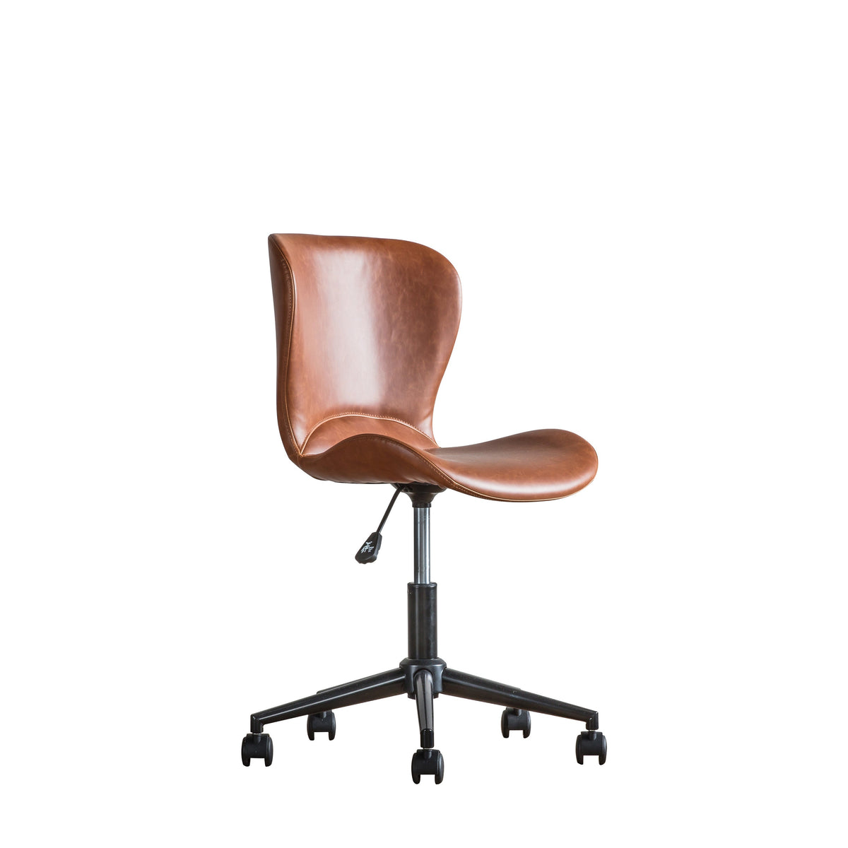 MENDEL compact brown swivel desk chair with castor base