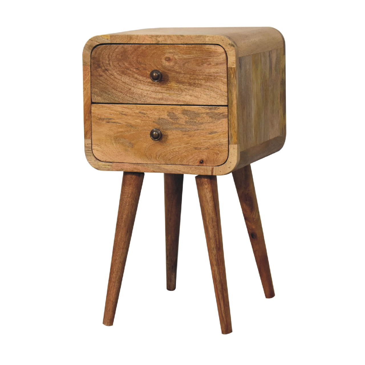 Modal handmade natural mango 2 drawer narrow bedside table